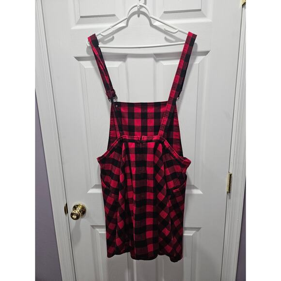 Vintage Hot Topic Red Black Plaid Pleated Skirtall Overall Bib Dress Plus 2x - Picture 3 of 7